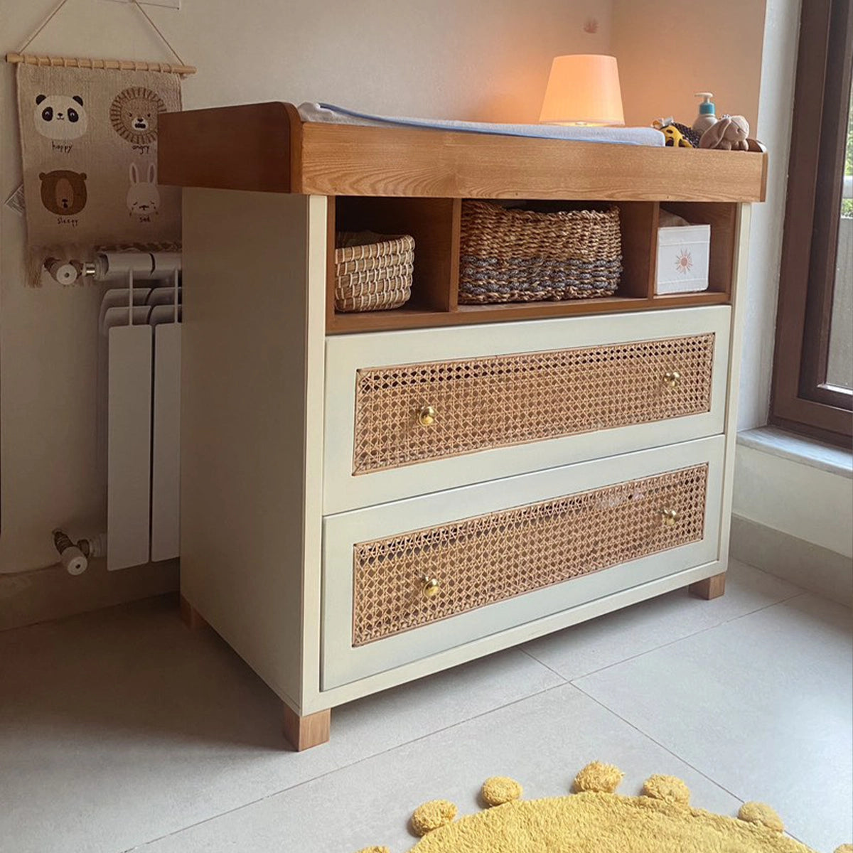 Cane And Wood Changing Table
