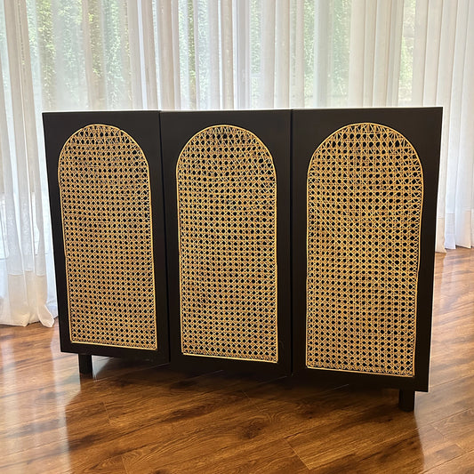 Arched Cane Cabinet 3 Door