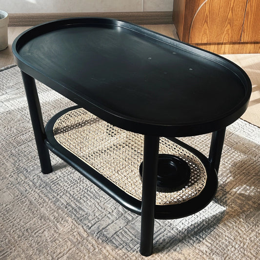 Wood And Cane Coffee Table
